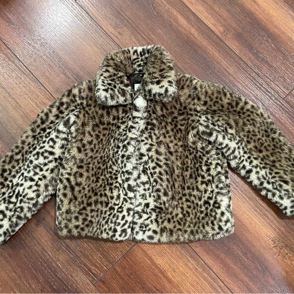 C&C California Cheetah Print Fuzzy Warm Girls Jacket Size 6